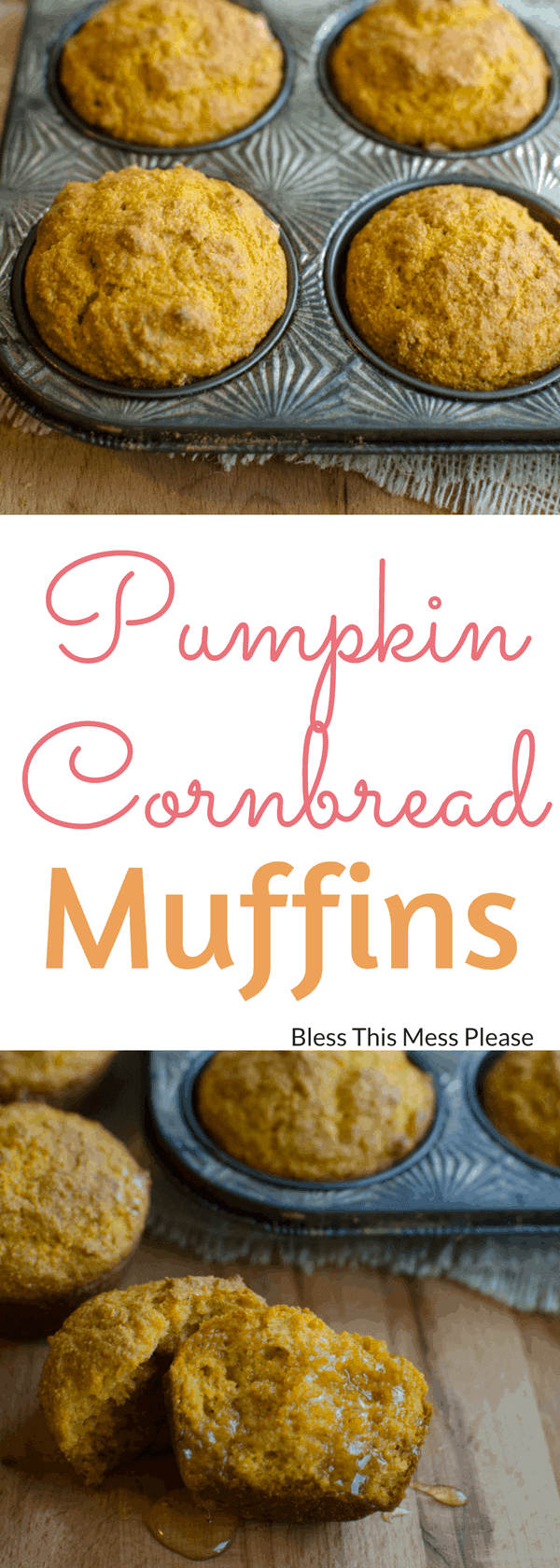 Two Images of Pumpkin Cornbread Muffins