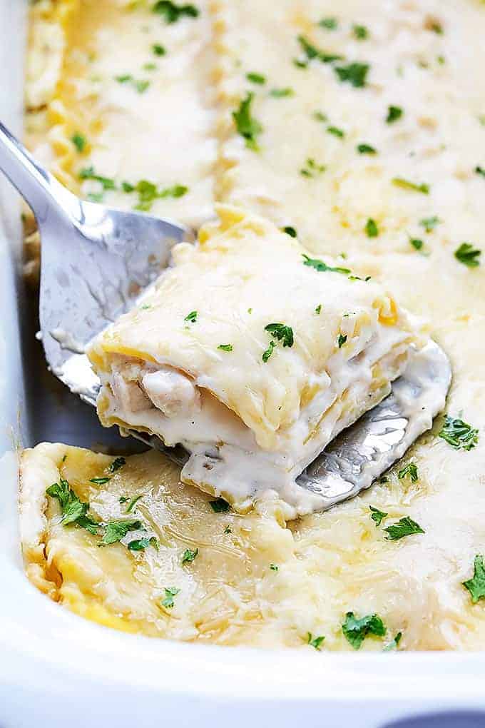 Slow Cooker Three Cheese Chicken Lasagna 