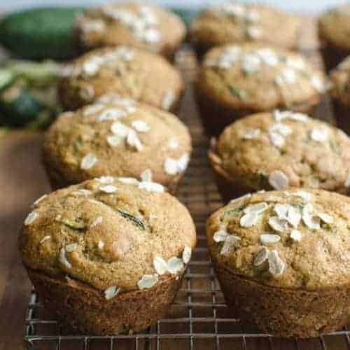 Rack of whole grain zucchini muffins