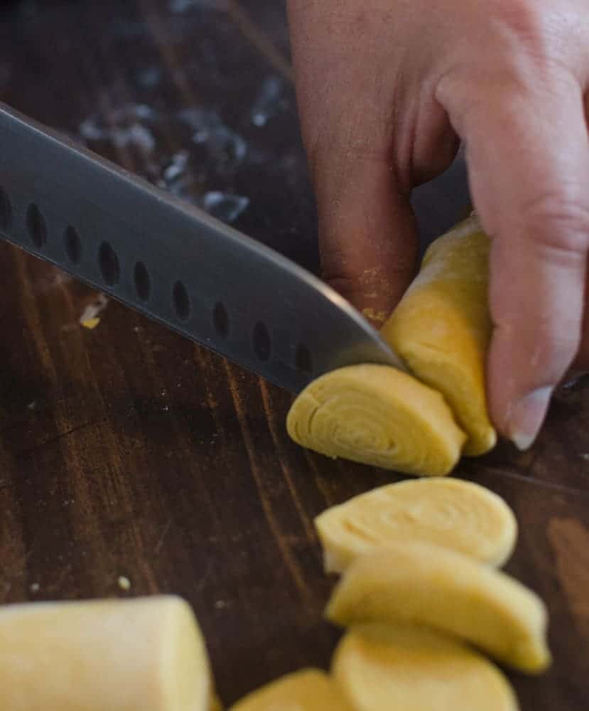 Homemade Pumpkin Noodles - Slicing Homemade Pumpkin Noodles - Slicing