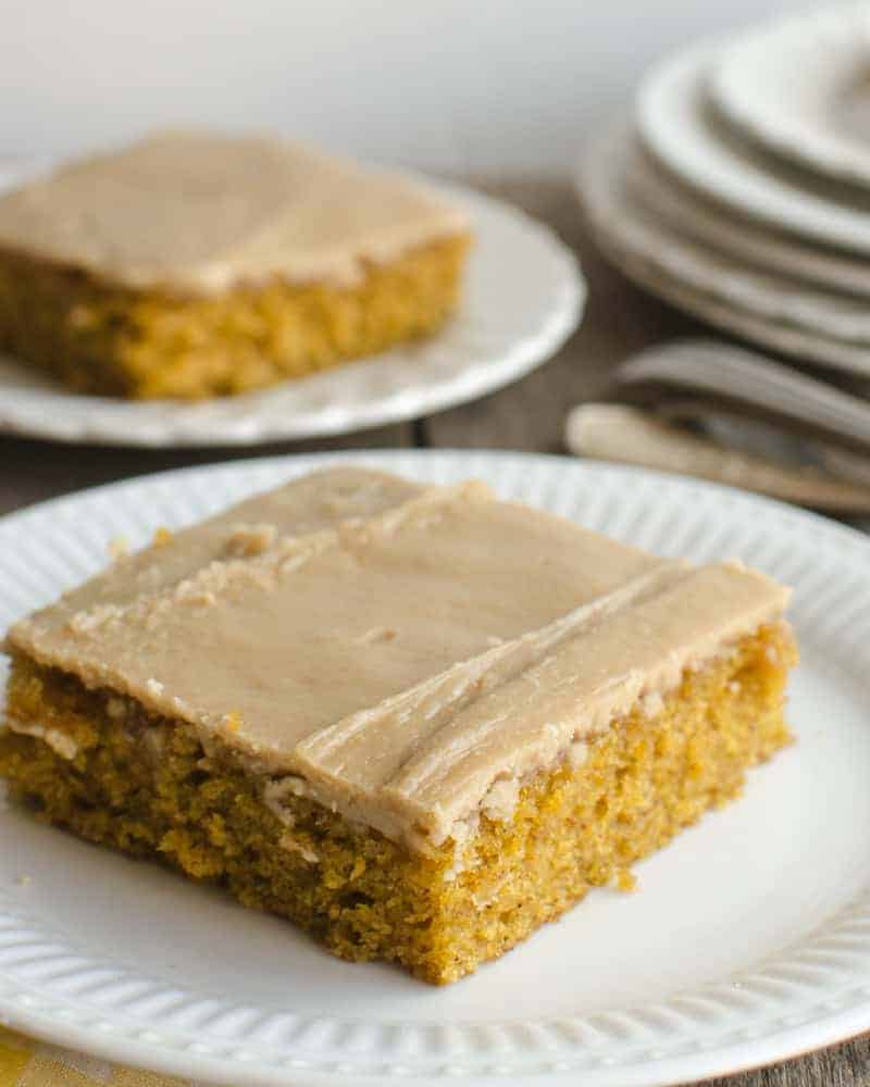This easy pumpkin sheet cake has a rich caramel frosting that is sure to be a crowd pleaser! A perfect addition to your autumn baking adventures.