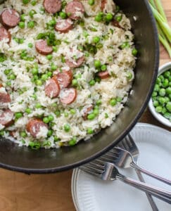 One-Pot Sausage, Rice, and Peas Dinner