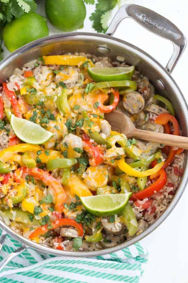 One Pot Dinner - Fajita Chicken Sausage and Rice