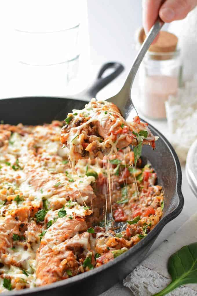One Skillet Meals - Cheesy Italian One Pot Chicken and Rice