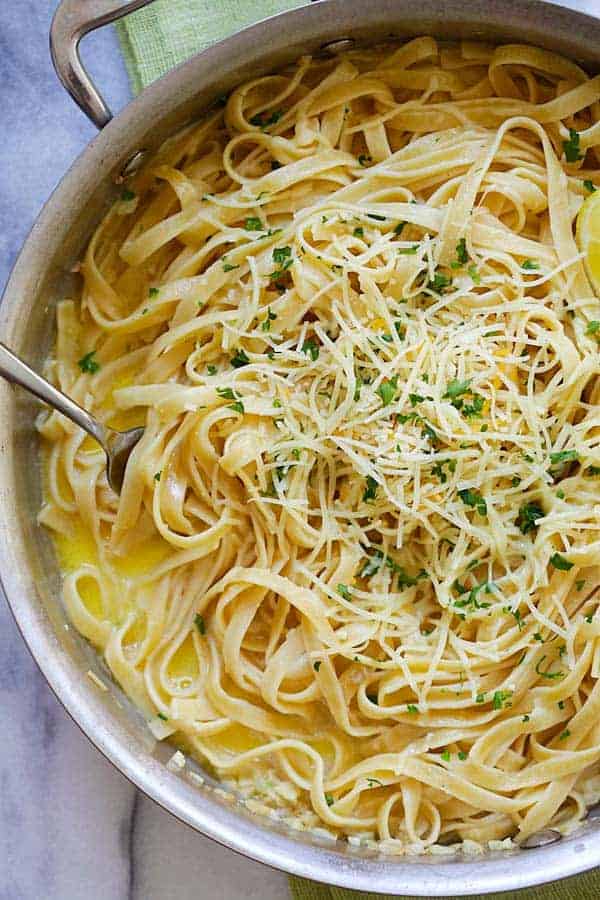 One Pot Dinner - Creamy Garlic Parmesan Fettuccine