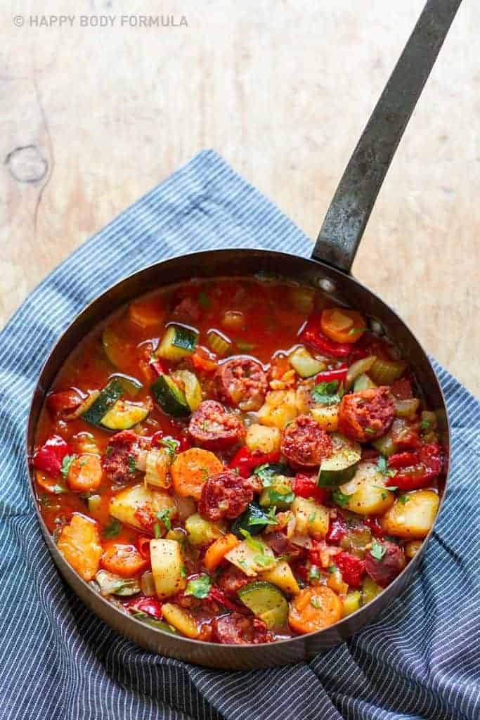 One Pot Dinner - Spanish Stew with Chorizo & Vegetables