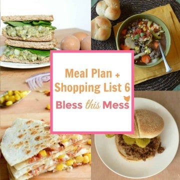 Healthy Meal Plan and Printable Shopping List, Week 6