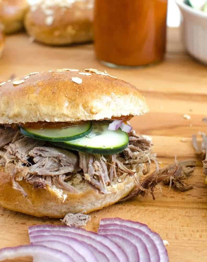 Slow Cooker Pulled Pork Sandwiches + Homemade BBQ Sauce