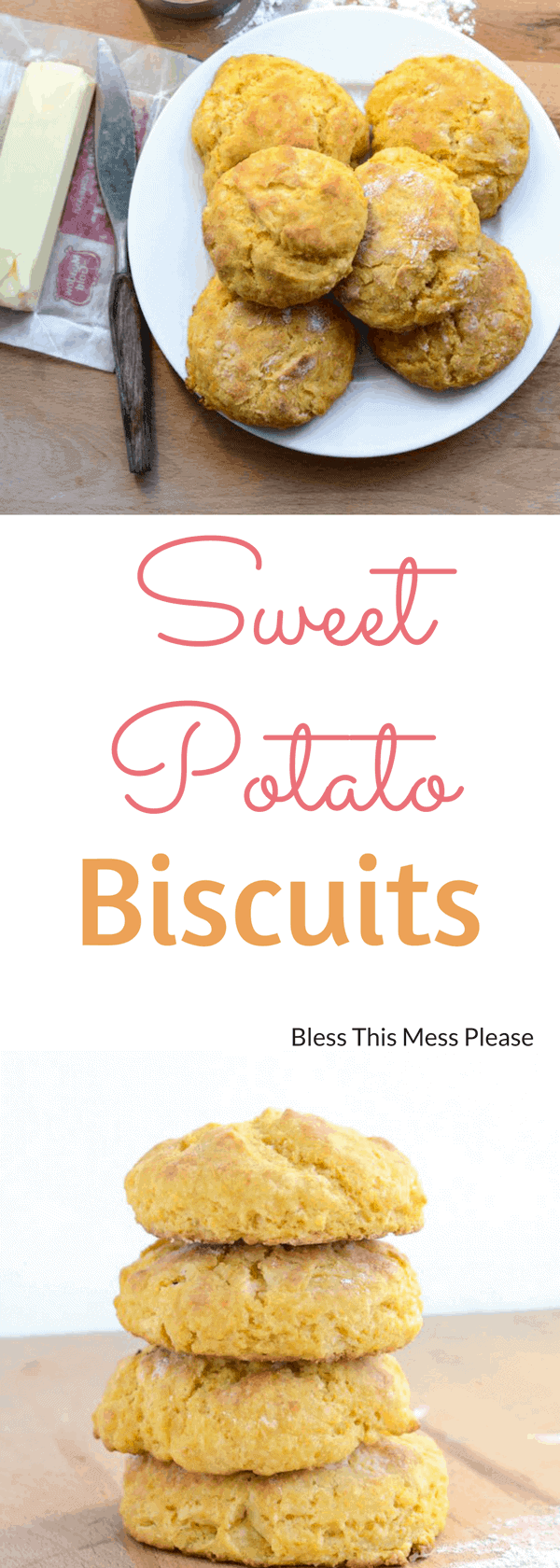 vertical stack of Sweet Potato Biscuits