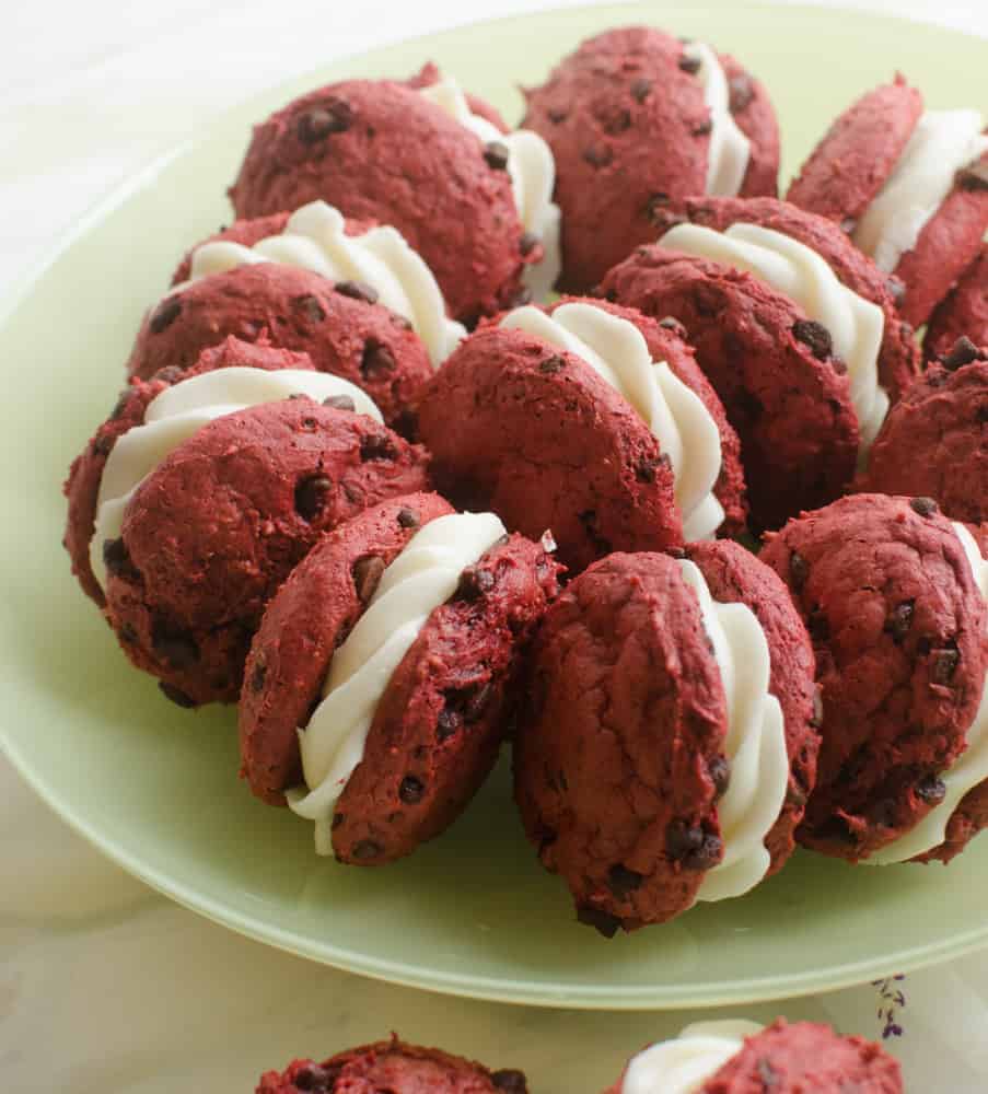 Easy Red Velvet Sandwich Cookies are pretty-in-pink crowd-pleasers.