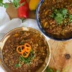 Two bowls of lentil chili