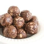 Plate of chocolate peanut butter energy bites