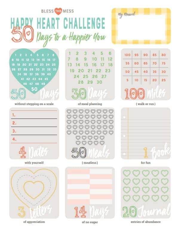 Happy Heart Challenge 50 Days to a Happier You — Bless this Mess