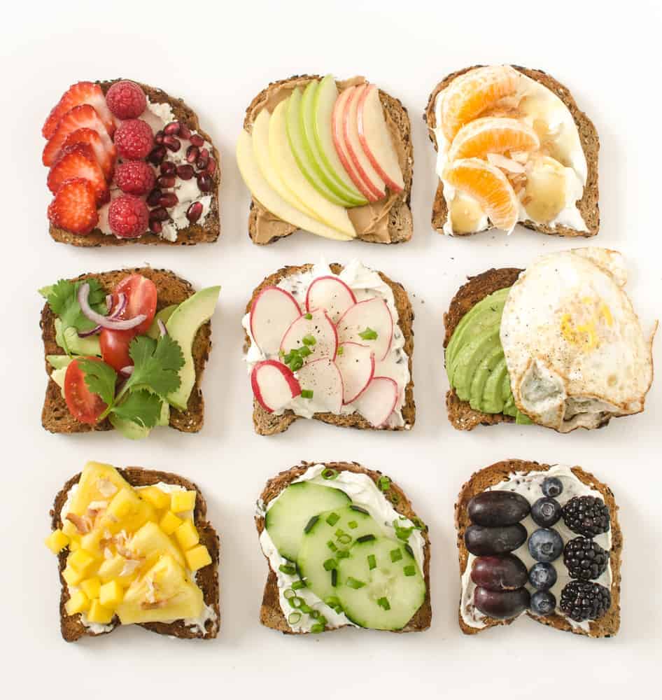 9 sweet and savory healthy toast ideas that are simple, colorful, and filling enough to make into a meal.