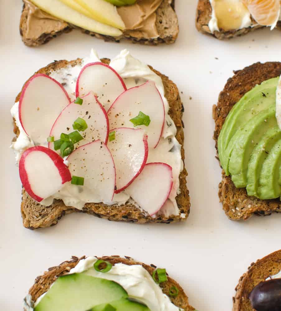 Healthy Toasts - Garden Radish Toast A close-up of the Garden Radish Toast.
