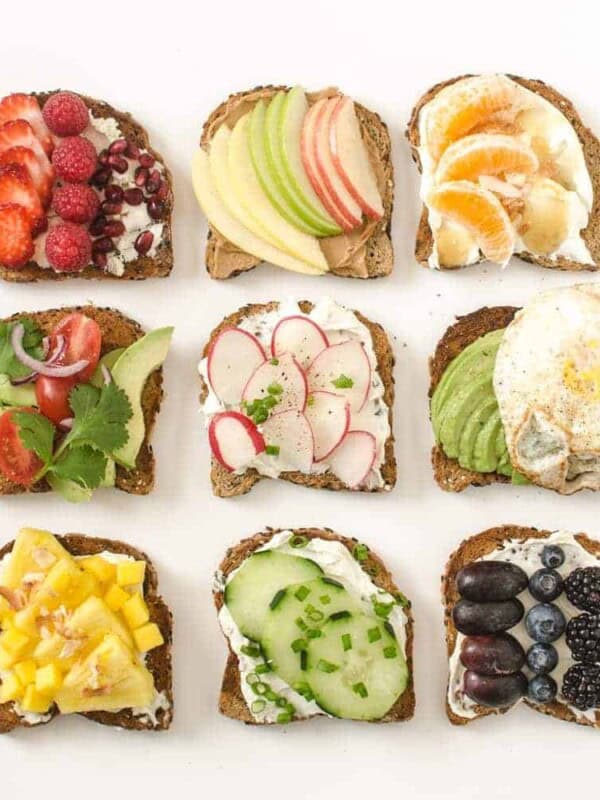 9 Simple, Sweet and Savory Healthy Toast Ideas that are simple, colorful, and filling enough to make into a meal.