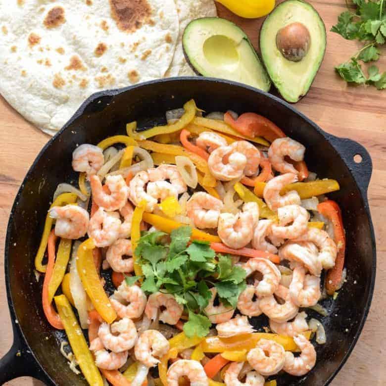 Simple Shrimp Fajitas — Bless this Mess