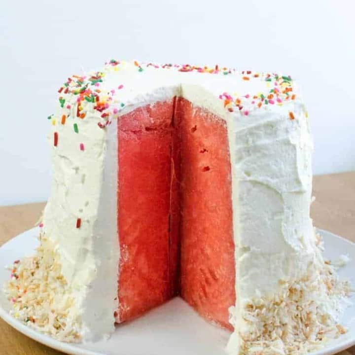 Watermelon "Cake" with Whipped Cream Easy Summer Dessert Recipe