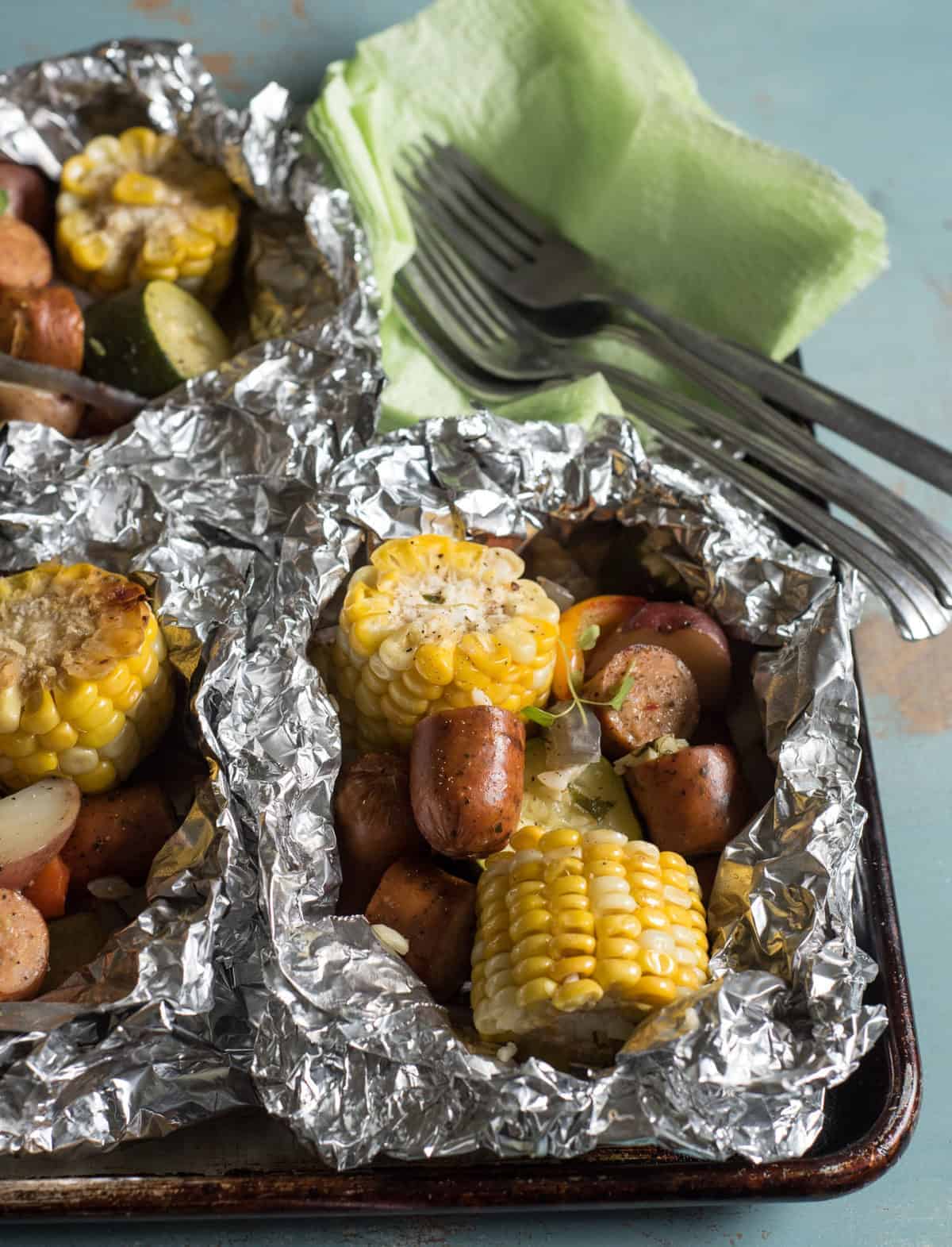 grilled sausage foil packets-5