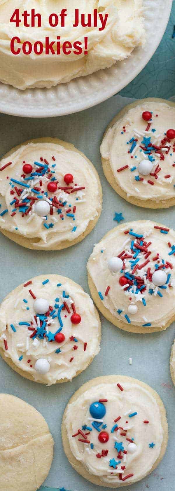 The Best 4th of July Cookies on the Block are super puffy and soft sugar cookies with the cutest sprinkles ever and they travel well too!