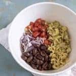 Bowl of italian pasta salad.