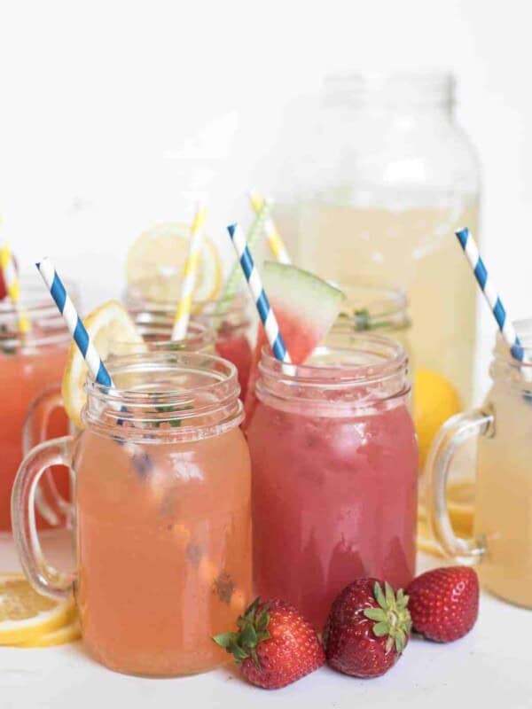 8 Different Homemade Lemonade Recipes all in one place! Learn how to make lemonade with fresh lemons or lemon juice in varieties like strawberry lemonade, raspberry lemonade, and even watermelon and tropical lemonade.