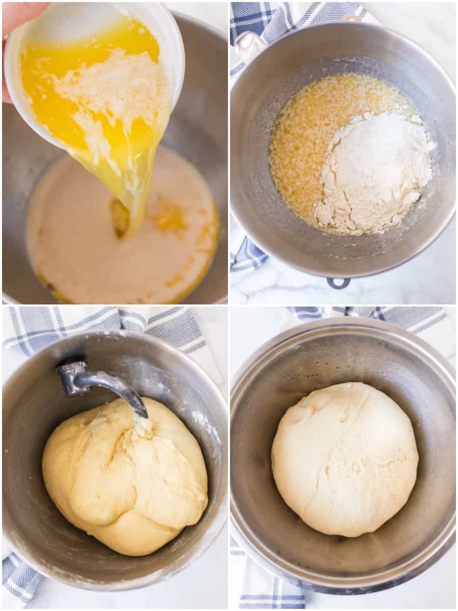 Photos of steps to make homemade donuts