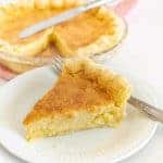 Slice of buttermilk pie on a plate