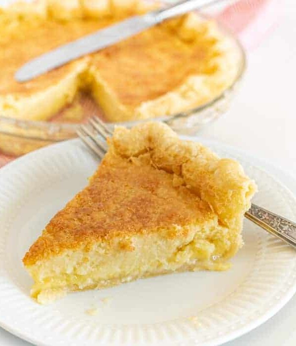 Slice of buttermilk pie on a plate