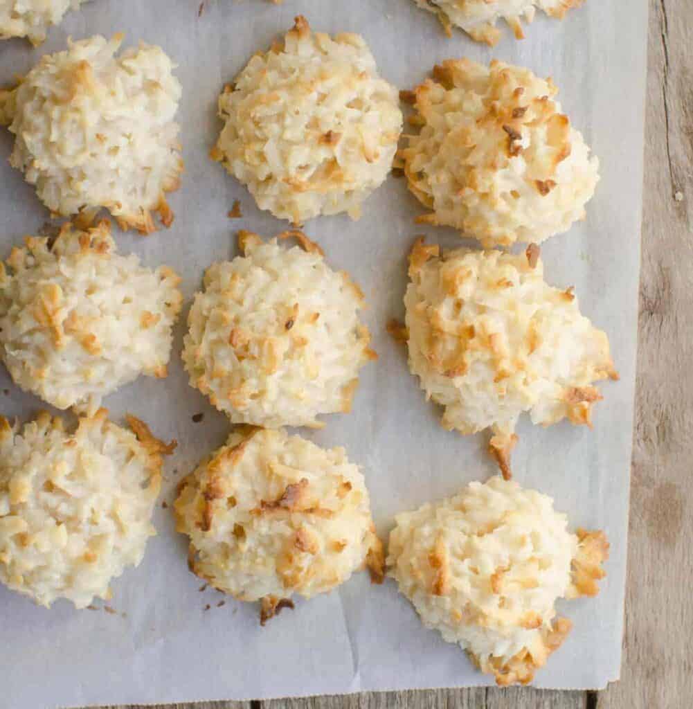 coconut macaroons on parchment paper