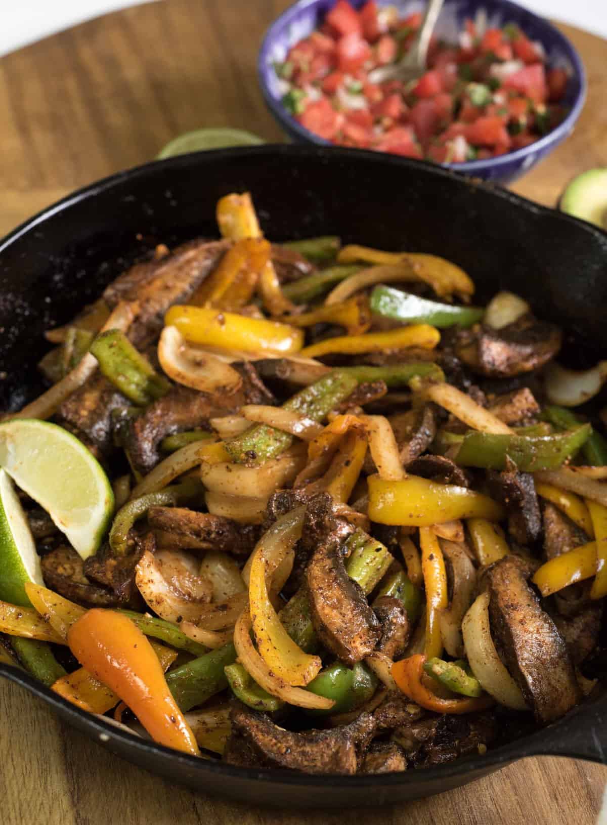 the taco "meat" in a cast iron pan