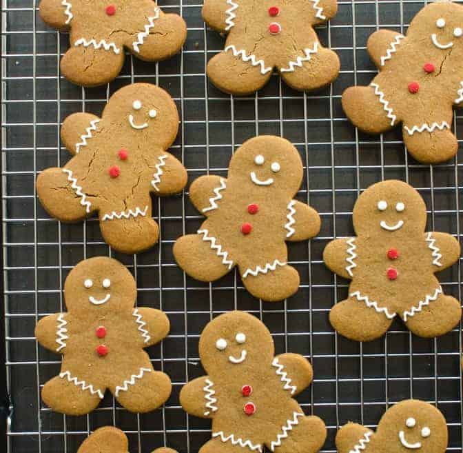 gingerbread cookies on a cooling rack