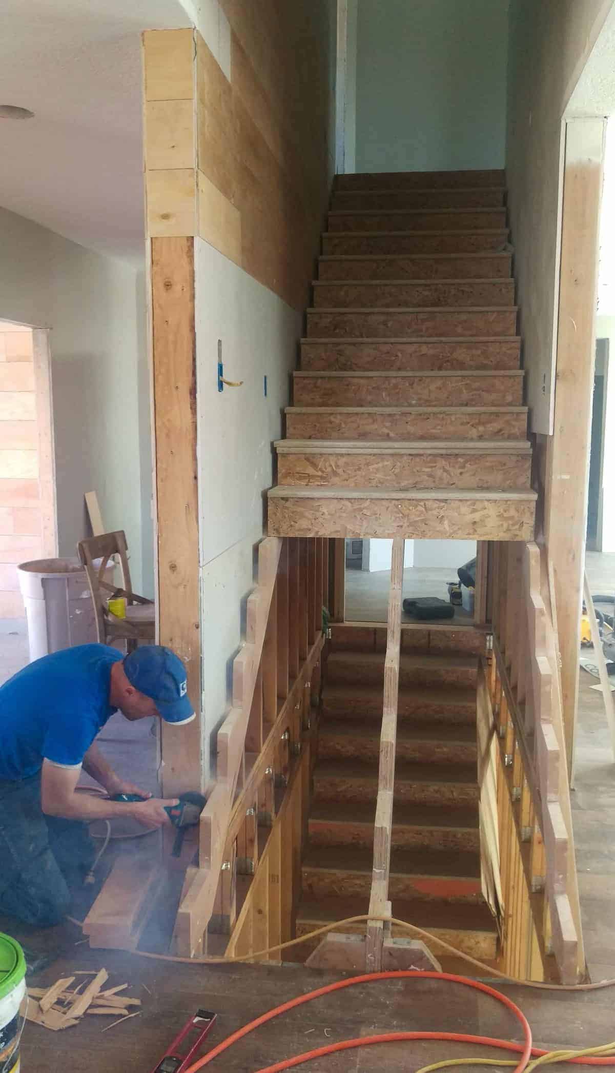 stairs to the second floor being installed