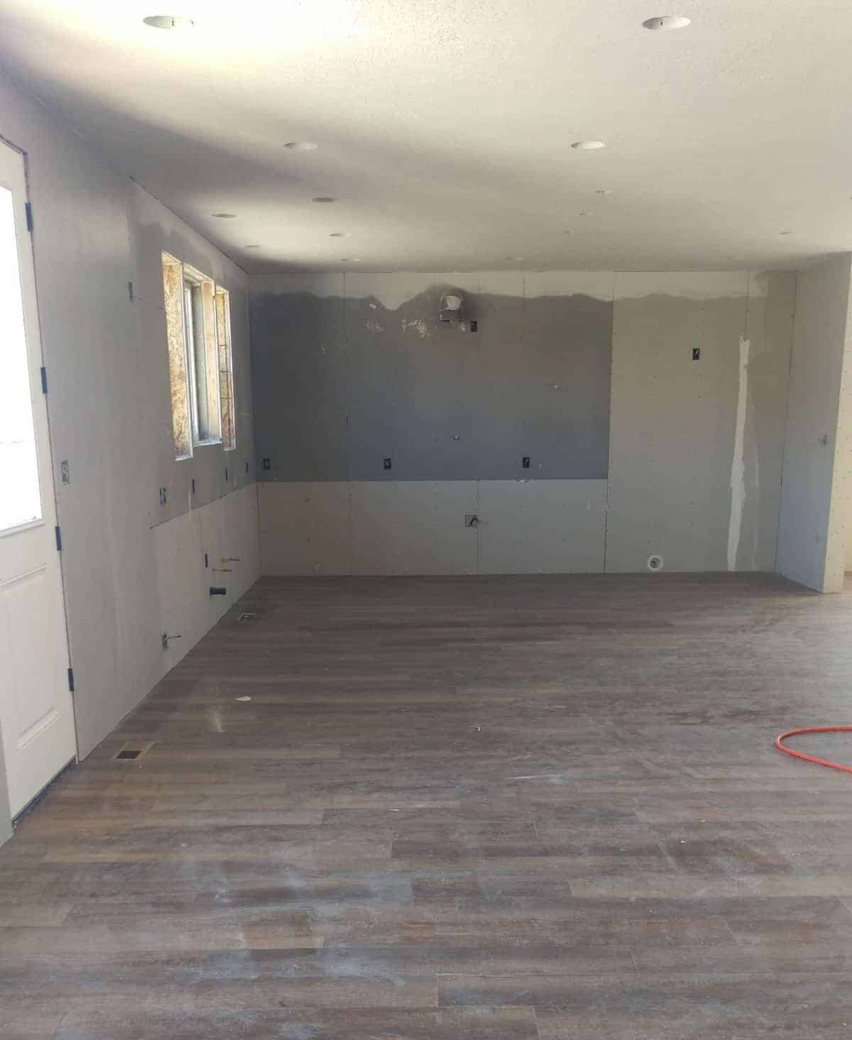finished floors in a section of the house