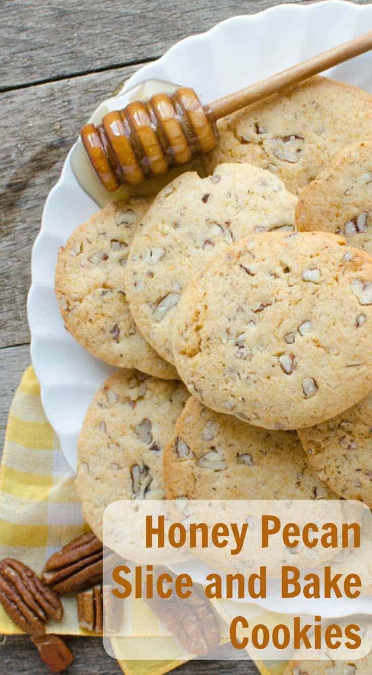 Honey Pecan Slice and Bake Cookies are simple to make and made with honey, pecans, and butter then rolled and sliced. 