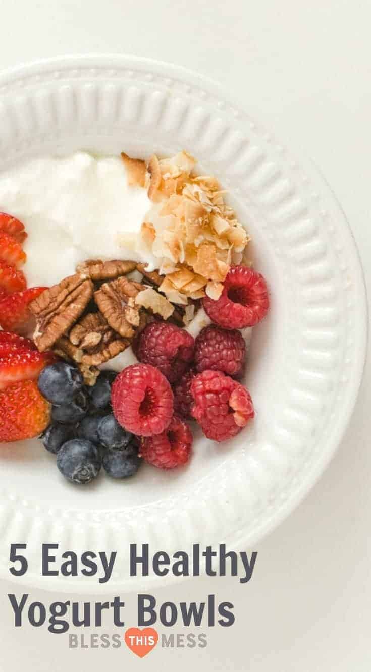 5 quick, simple, and healthy yogurt bowl ideas are packed with nutrition and will help you get excited about eating a healthy breakfast (or snack!). 