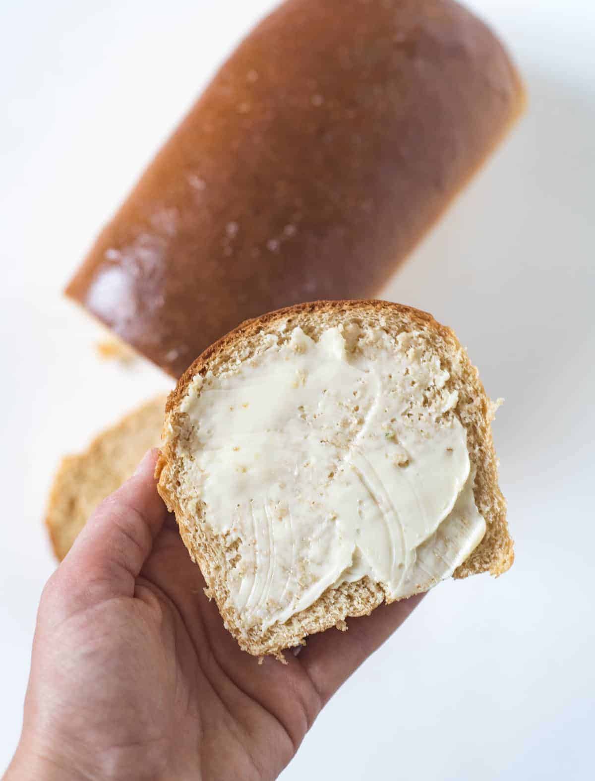 Simple and fool-proof wheat bread recipe that makes four loaves of bread in one batch. This recipe comes from my mom and it's a keeper.