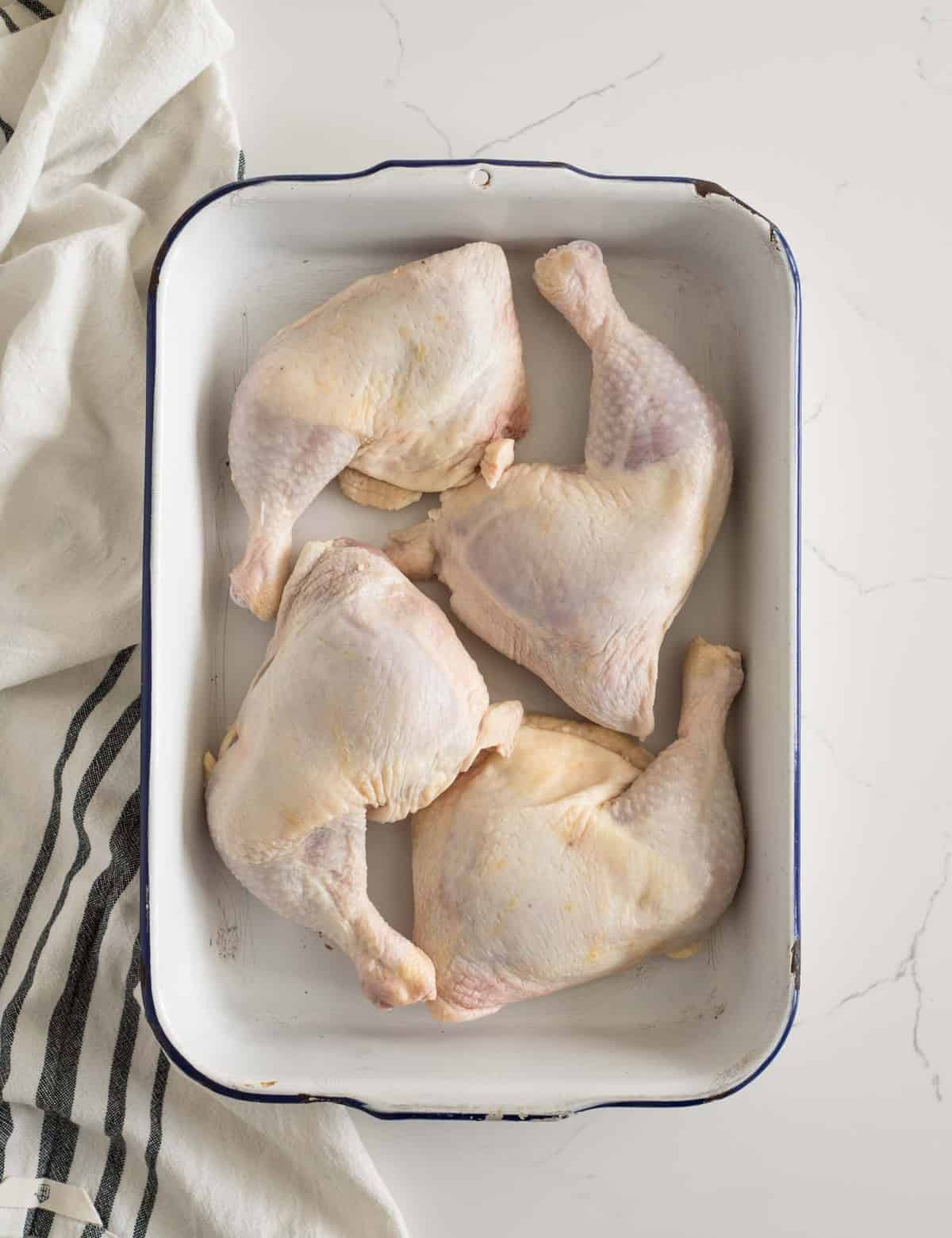 Ever wonder how long to bake chicken leg quarters, thighs, or legs? This post will tell you just that plus the difference in various cuts, and how to best cook them.