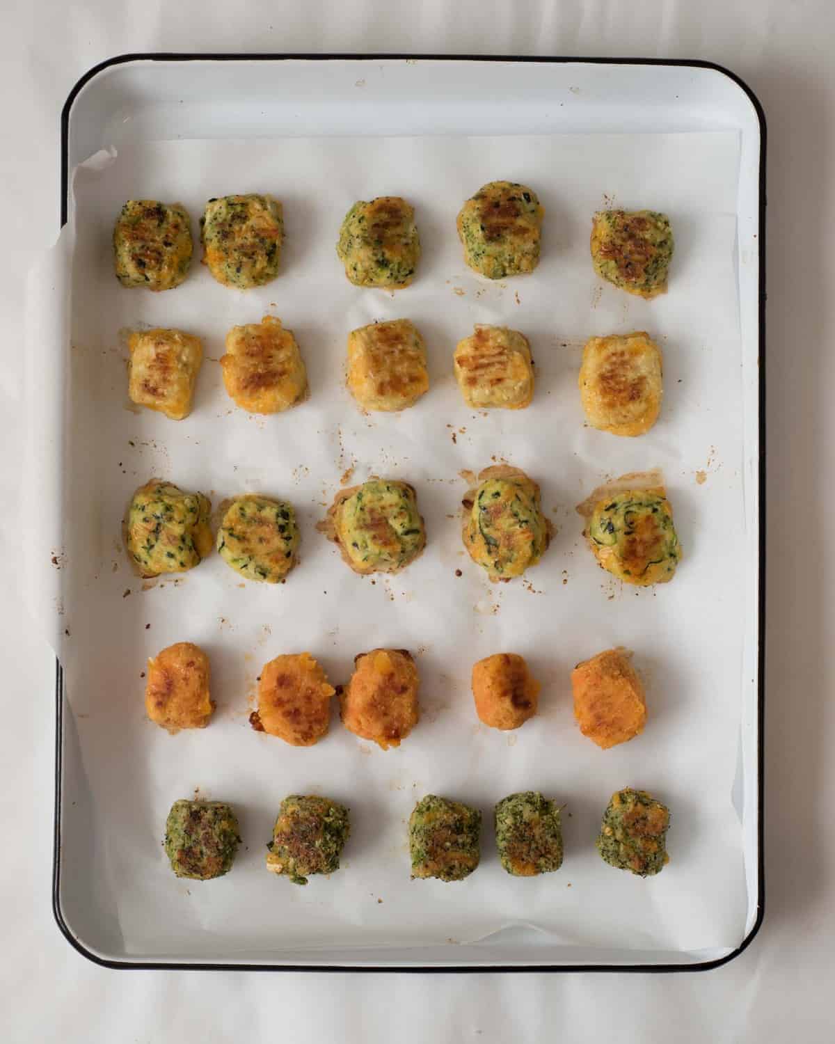 Recipes for healthy veggie tots including broccoli tots, cauli-tots, sweet potatoes tots, zucchini tots, and mixed veggie tots! Perfect for making veggies fun for kids and adults both!