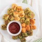 Plate of veggie tots with ketchup