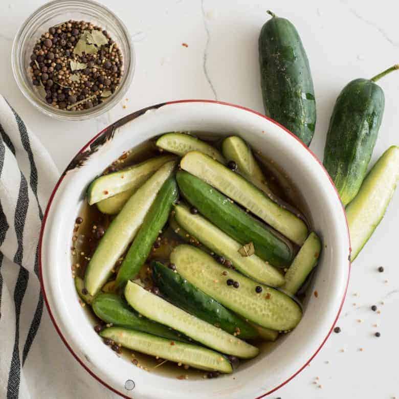 Sweet and Spicy Cucumbers and Vinegar Easy 5 Minute Pickle Recipe