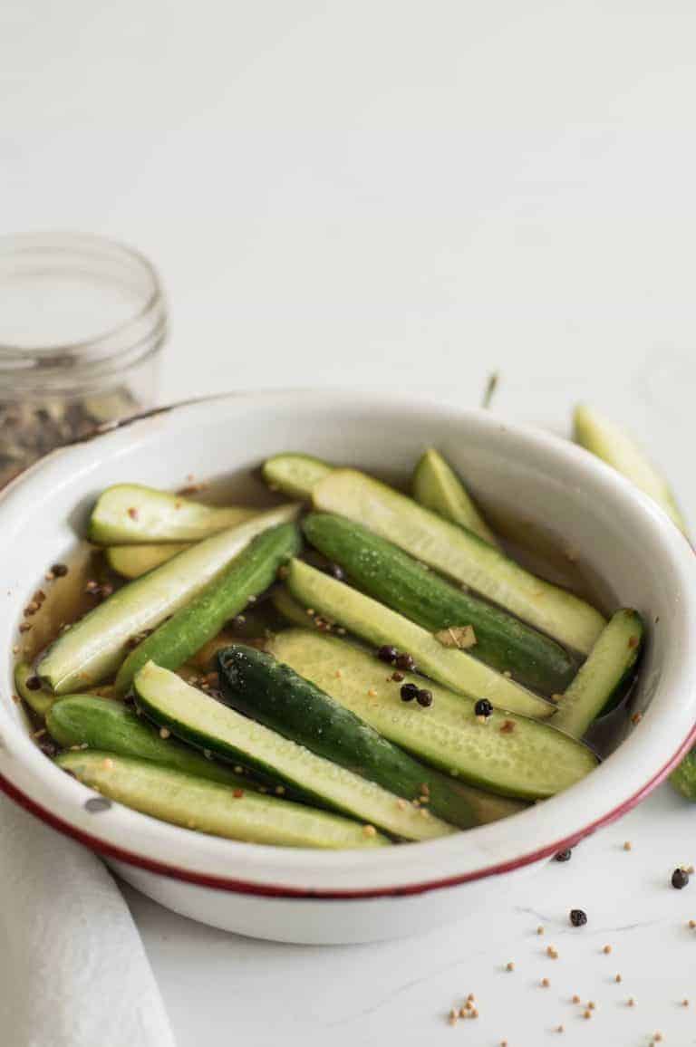 Sweet and Spicy Cucumbers and Vinegar Easy 5 Minute Pickle Recipe