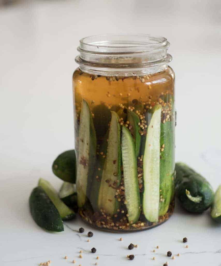 Sweet and Spicy Cucumbers and Vinegar Easy 5 Minute Pickle Recipe