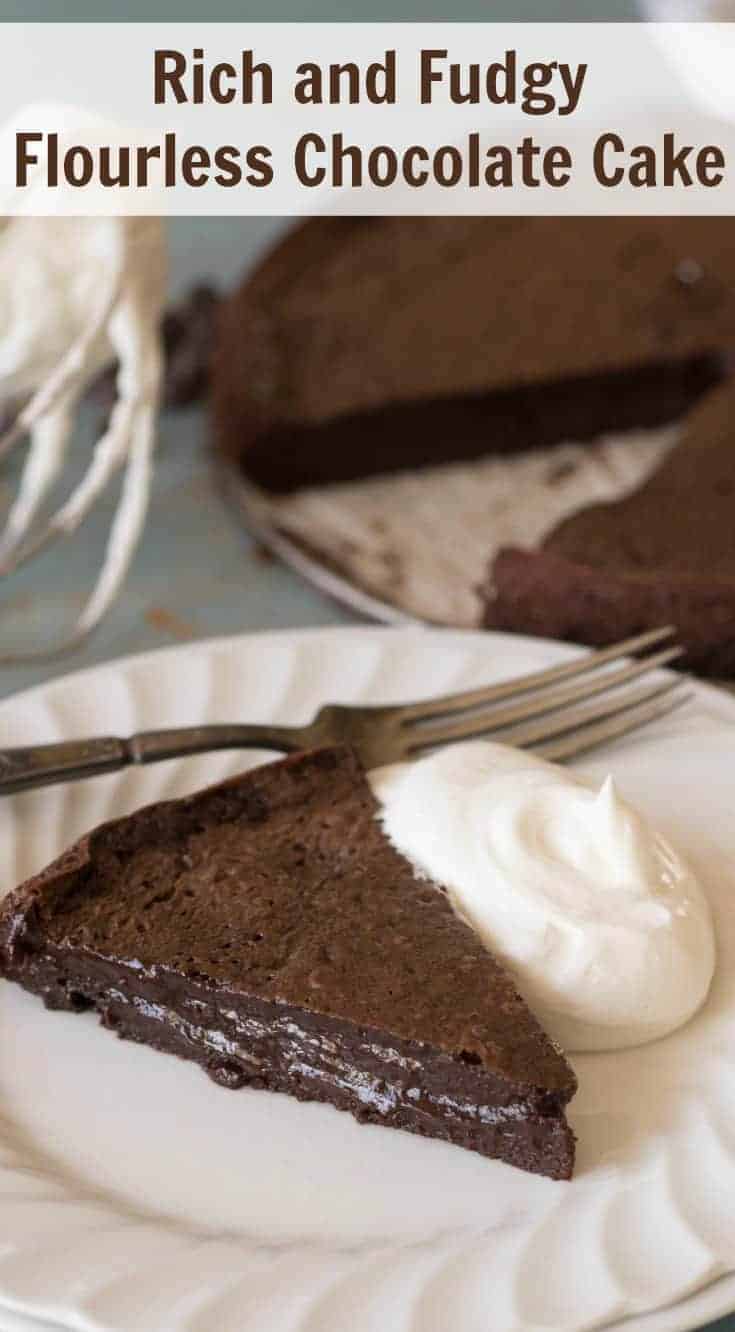 A super simple yet very impressive rich and fudgy flourless chocolate cake recipe that is made with common ingredients, done in less than 30 minutes, and is naturally gluten free. 