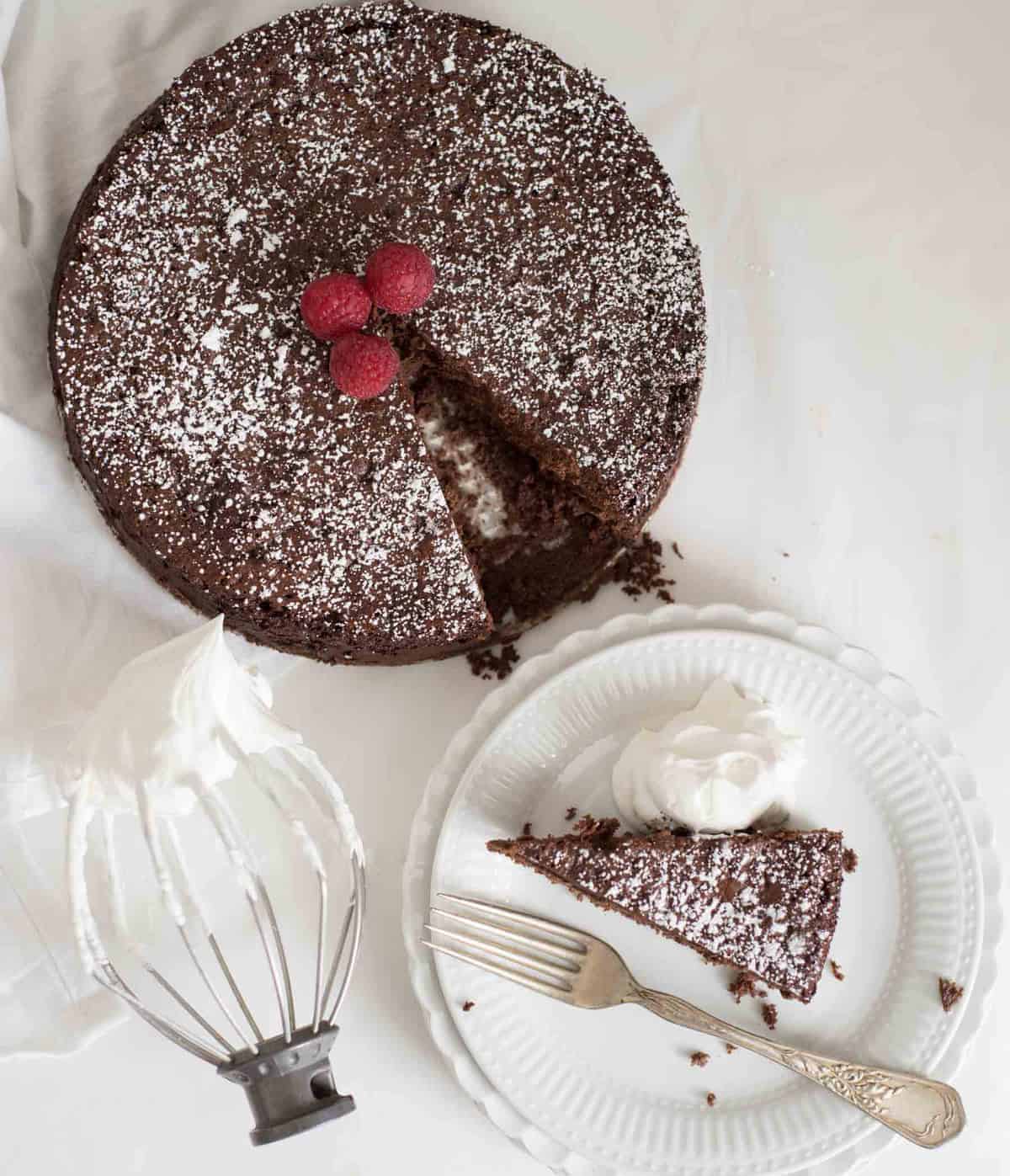 Light and fluffy flourless chocolate torte recipe made from just three simple ingredients. You won't believe how delicious this flourless chocolate torte is.