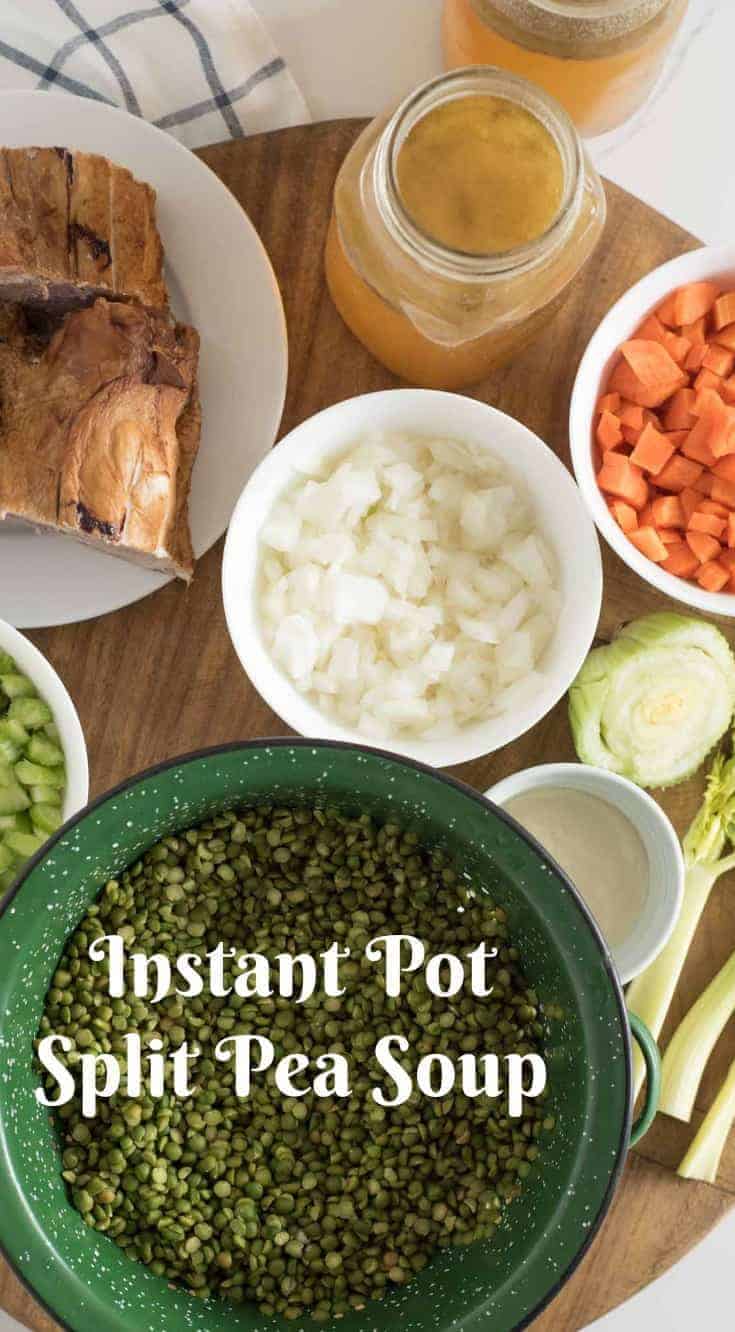 Quick and easy Instant Pot Split Pea Soup made with just a few ingredients and done in about 40 minutes, start to finish.