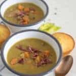 Two bowls of instant pot split pea soup