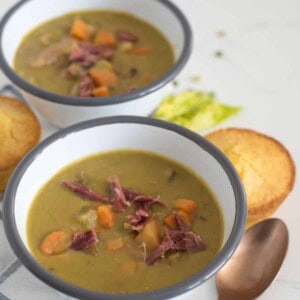 Two bowls of instant pot split pea soup