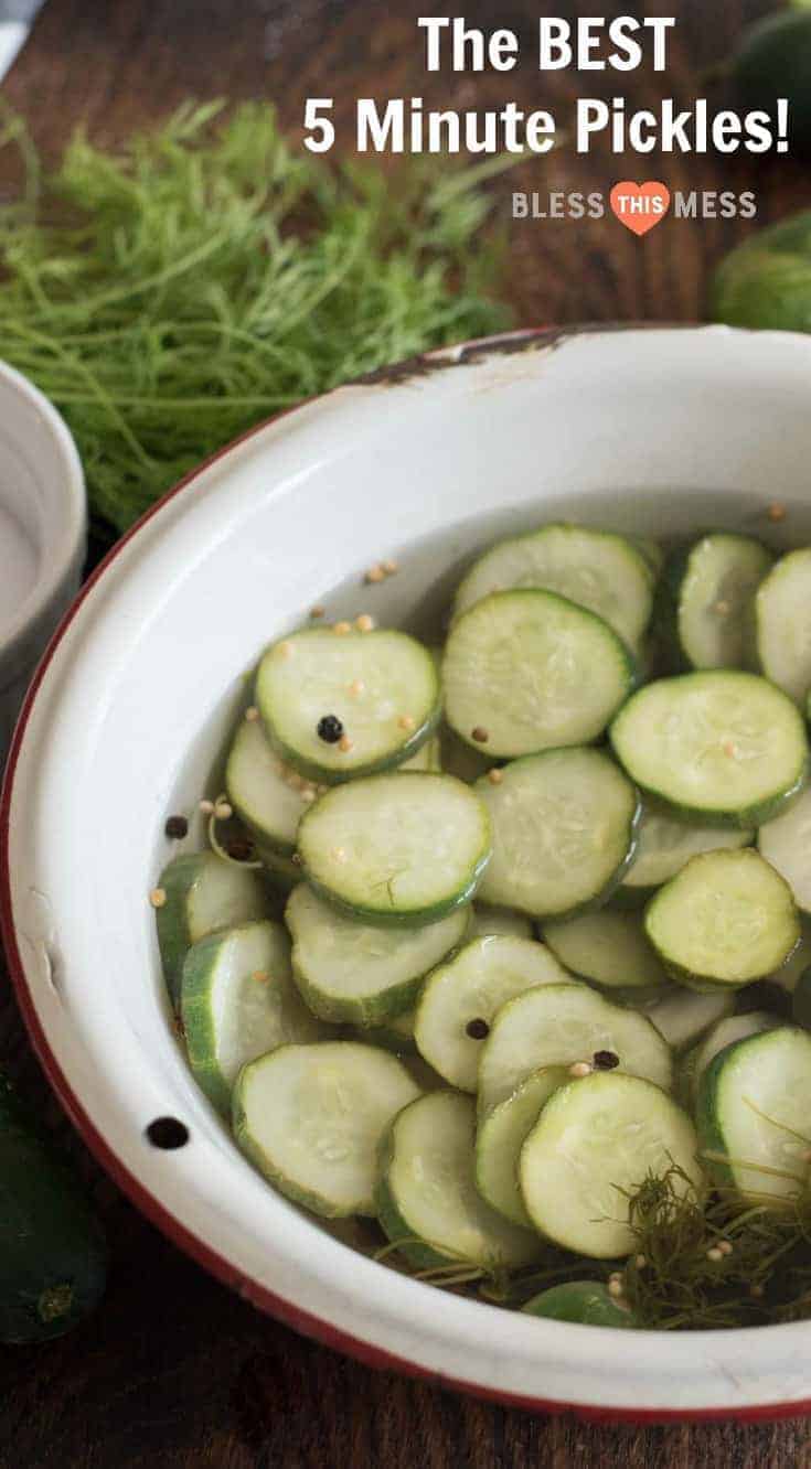 Quick Dilly Cucumbers in Vinegar are also called quick refrigerator pickles made with fresh cucumbers and a homemade brine. You don't believe how crunchy and perfect these pickles are. 
