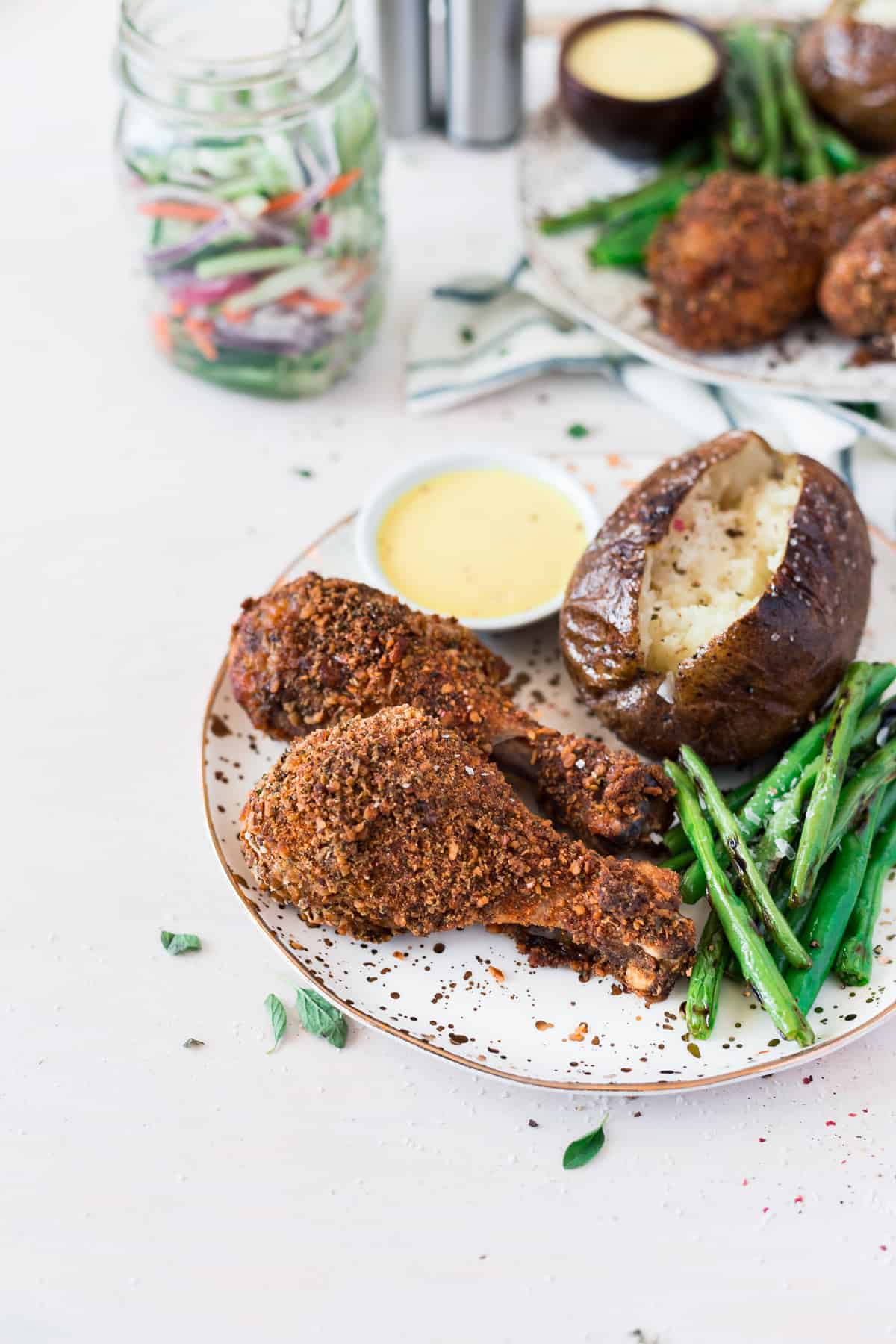 Crispy Baked Chicken Drumsticks + Pretzel Coating | Chicken Leg Recipe